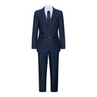 Boys Navy Blue 3 Piece Tweed Birdseye Suit Smart Formal Wedding Classic 1920s-TruClothing