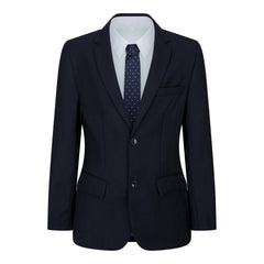 Boys Navy Blue 5 Piece Suit Blazer Waistcoat Shirt Tie Trousers Wedding Party-TruClothing