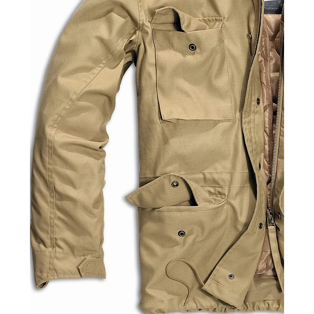 Brandit Classic M65 Military Field Jacket Vintage Mens Coat Travel Parka  Camel