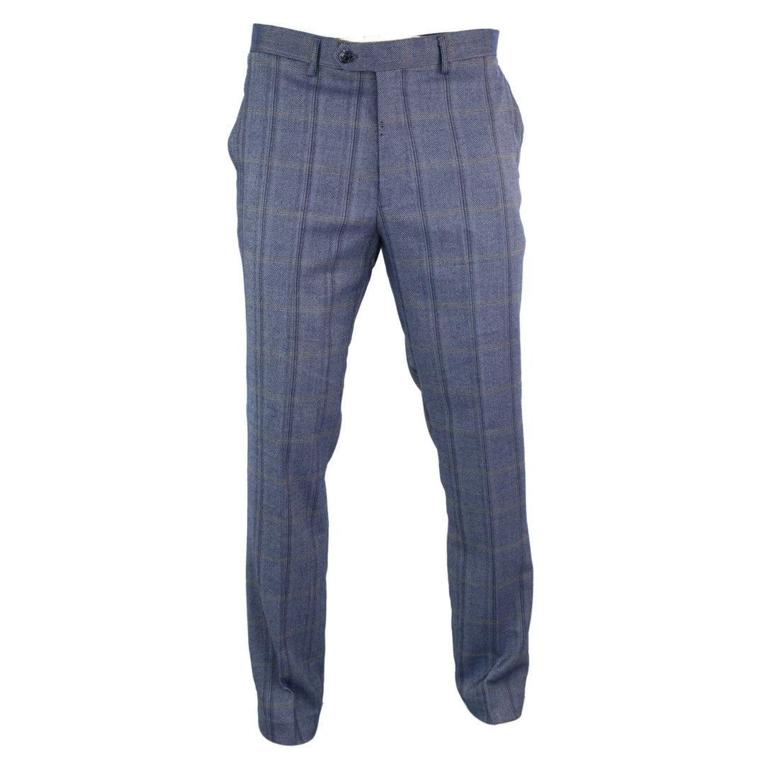 Cavani Connall - Mens Classic Tweed Check Vintage Trousers-TruClothing