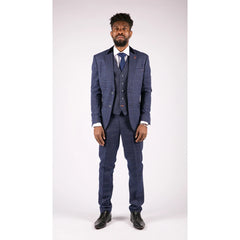 Cavani Kaiser - Men's Blue Tweed Check Suit-TruClothing