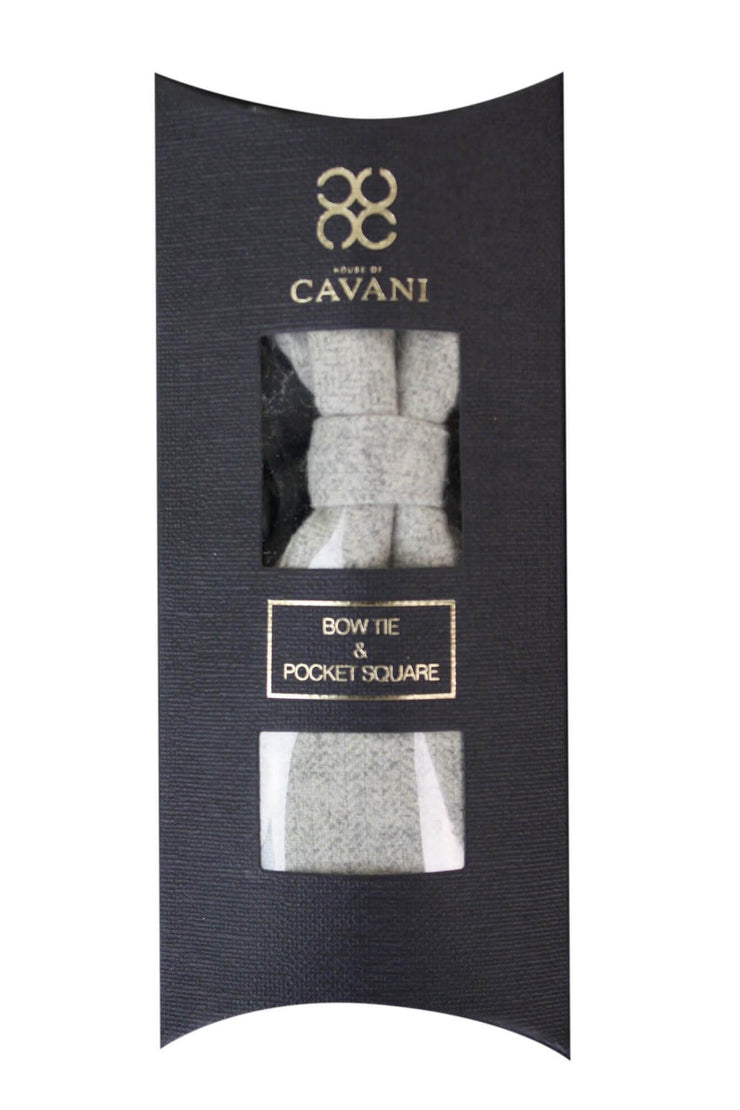 Cavani Light Grey Herringbone Tweed Bow Tie main image 0