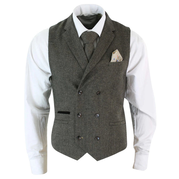Cavani Men s Herringbone Tweed Gatsby Blinders Waistcoat TruClothing