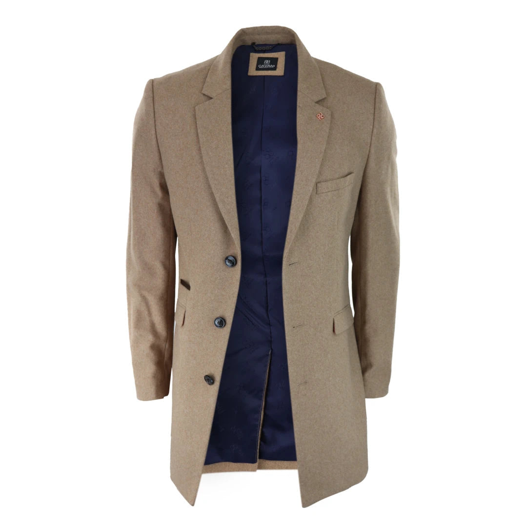 Cavani Mens Classic 3/4 Length Overcoat-TruClothing