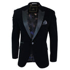 Cavani Rosa - Mens Soft Velvet Black Navy 1 Button Dinner Jacket Tuxedo Blazer Smart Casual Fit-TruClothing