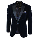 Cavani Rosa - Mens Soft Velvet Black Navy 1 Button Dinner Jacket Tuxedo Blazer Smart Casual Fit-TruClothing