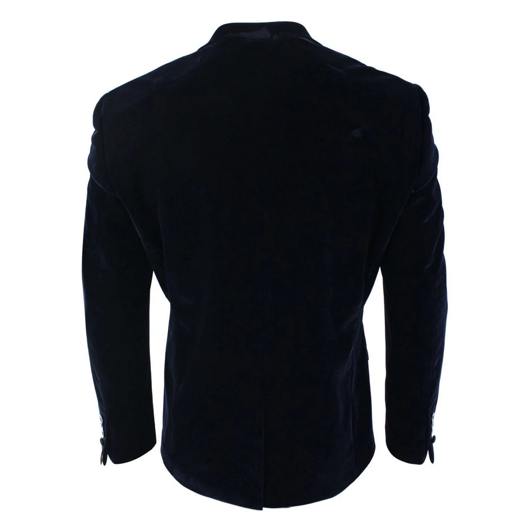Cavani Rosa - Mens Soft Velvet Black Navy 1 Button Dinner Jacket Tuxedo Blazer Smart Casual Fit-TruClothing