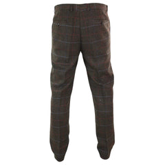 Cavani Tommy - Mens Herringbone Tweed Check Classic Vintage Trousers-TruClothing