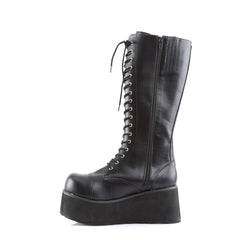DEMONIA TRASHVILLE 205 Rock Boots Unisex Pleaser Vegan Leather Matt Black Gothic-TruClothing