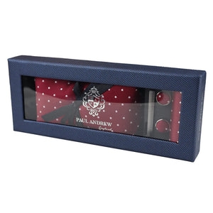 Dotted Neck Tie Gift Set Pocket Square Cuff Links Tie Pin Polka Dot Satin-TruClothing