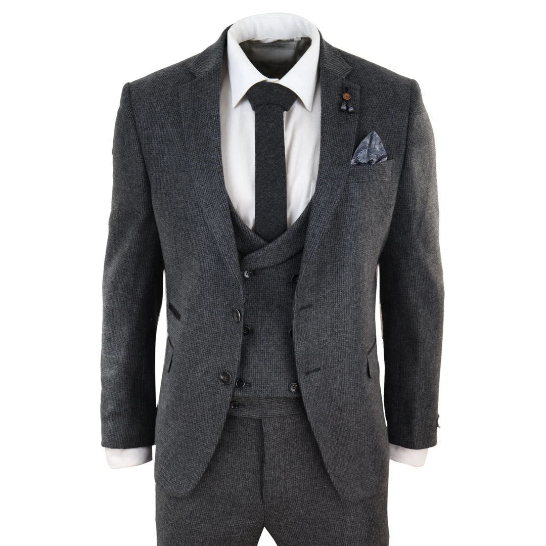 Grey Tweed 3 Piece Suit-TruClothing