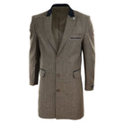 Herringbone Tweed 3/4 Long Overcoat-TruClothing