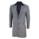 Herringbone Tweed 3/4 Long Overcoat-TruClothing