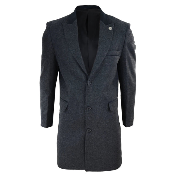 Mens overcoat 3 4 length best sale