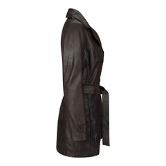 Infinity Atlantis Ladies Women Real Leather Trench Coat Style Retro Jacket-TruClothing