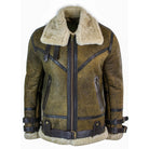 Infinity EK01 Mens Sherling Real Sheepskin Leather Viking Vintage RAF Jacket Brown Cream Fur-TruClothing