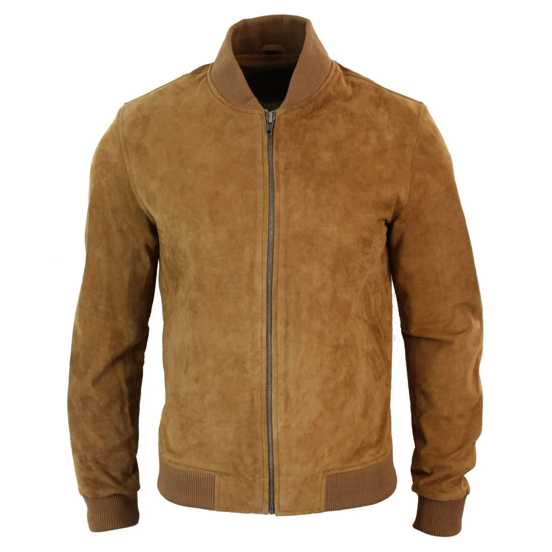 Infinity Varsity Mens Real Suede Leather Bomber College Jacket Classic Retro Vintage-TruClothing