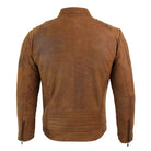 Infinity Whatsapp - Mens Real Suede Leather Retro Vintage Camel Zip Biker Racing Jacket Washed Nehru Collar-TruClothing