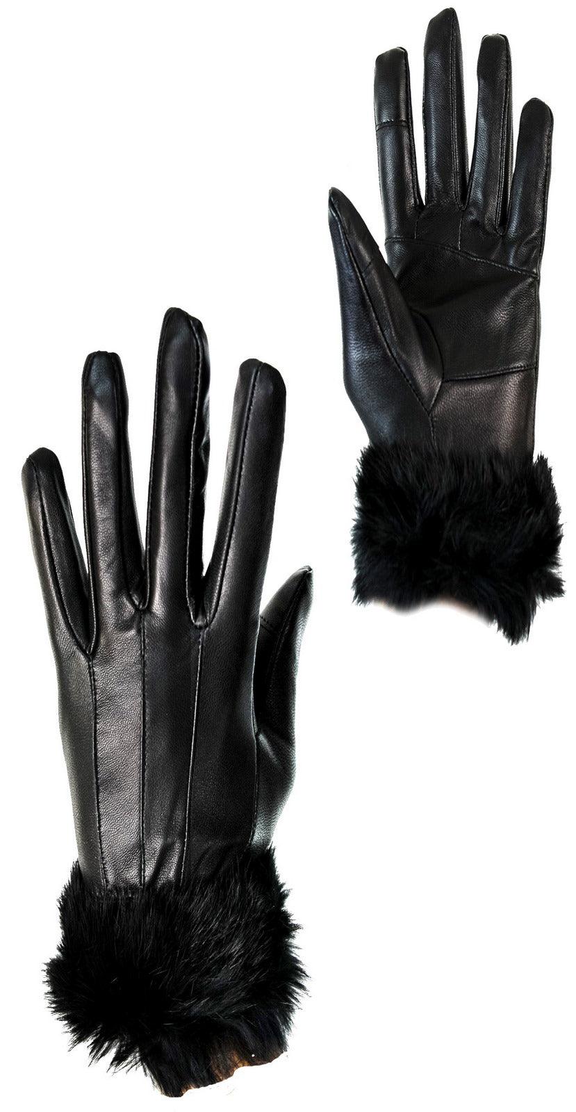 KK IWG 9020 Womens Real Leather Winter Gloves Fur Fleece Lined Warm Ladies Gift Touch Screen-TruClothing
