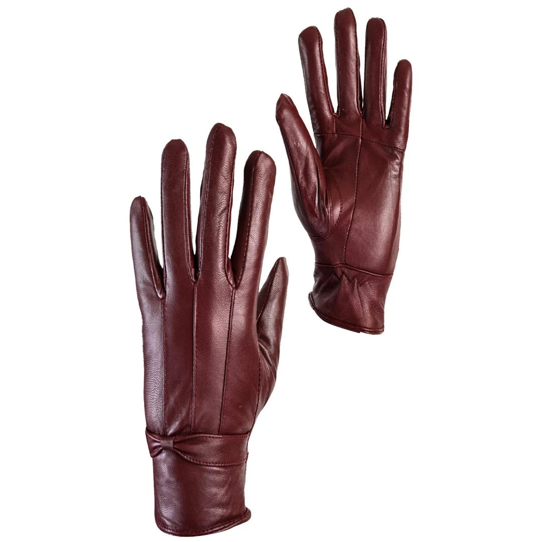 KK WF 9006 Ladies Womens Genuine Leather Gloves Fleece Lined DRIVING SOFT GENUINE WINTER BOW WARM-TruClothing