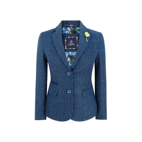Ladies blue tweed blazer online