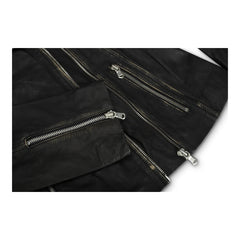 Ladies Slim Fit Leather Jacket - Black Vintage-TruClothing