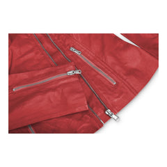 Ladies Slim Fit Leather Jacket - Red-TruClothing