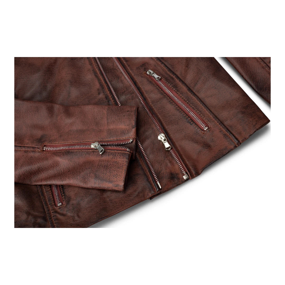 Ladies Slim Fit Leather Jacket - Tan-TruClothing
