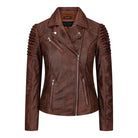 Ladies Slim Fit Leather Jacket - Tan-TruClothing