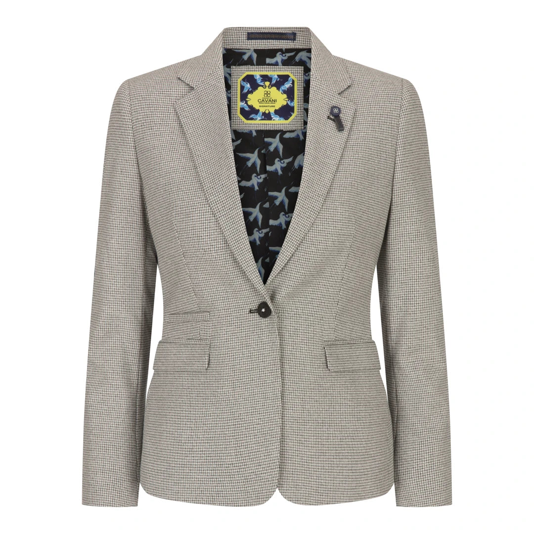 Cavani Kyoto Damen Tweed Beige Blazer Woll Jagdjacke