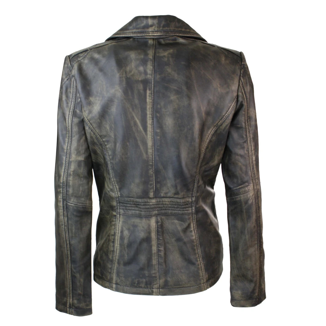 Ladies Women Genuine Real Leather Blazer Slim Fit Black Gold Vintage Jacket-TruClothing