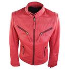 Ladies Womens Real Leather Vintage Slim Fit Biker Jacket Brown Red Purple-TruClothing