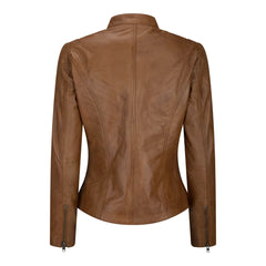 Ladies Womens Real Leather Vintage Slim Fit Biker Leather Jacket Timber-TruClothing
