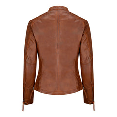 Ladies Womens Real Leather Vintage Slim Fit Biker Timber Leather Jacket-TruClothing