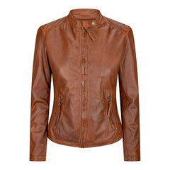 Ladies Womens Real Leather Vintage Slim Fit Biker Timber Leather Jacket-TruClothing