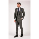 Marc Darcy Scott - Mens Grey with Blue Check 3 Piece Suit-TruClothing