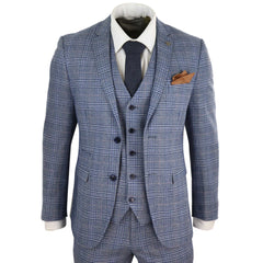Mens 3 Piece Blue-Grey Vintage Suit - Paul Andrew Victor-TruClothing