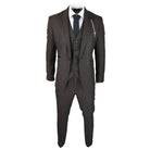 Mens 3 Piece Check Suit Tweed Black Brown Tailored Fit Wedding Peaky Classic-TruClothing