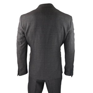 Caridi - Men's 3 Piece Brown Check Suit Tweed Classic Wedding-TruClothing