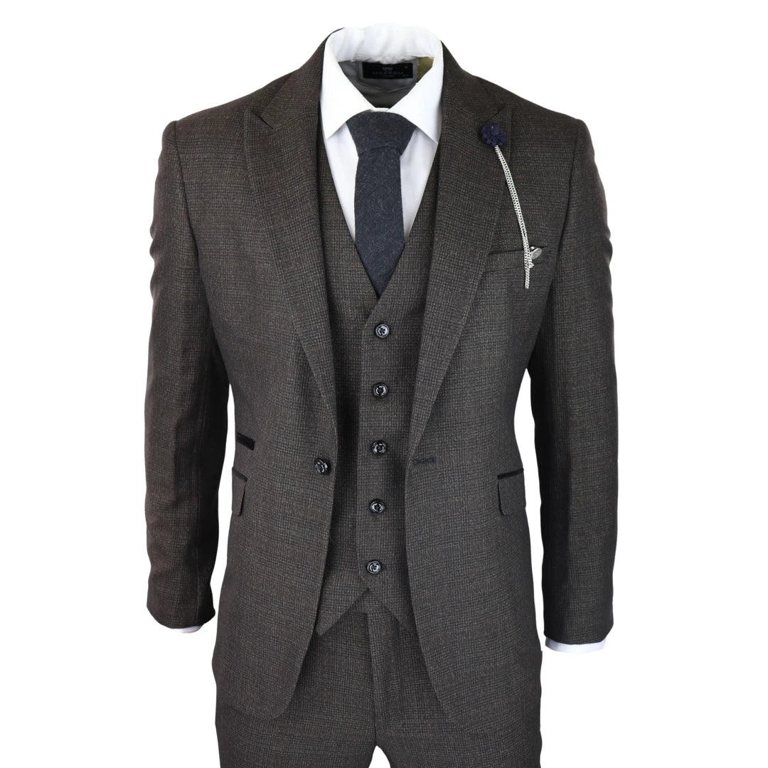 Cavani Caridi Men's Piece Check Suit Brown Tweed – TruClothing