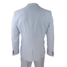 Mens 3 Piece Linen Suit Summer Breathable Wedding Cotton Baby Blue Light-TruClothing