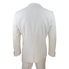 Mens 3 Piece Linen Suit Summer Breathable Wedding Cotton Cream Beige-TruClothing