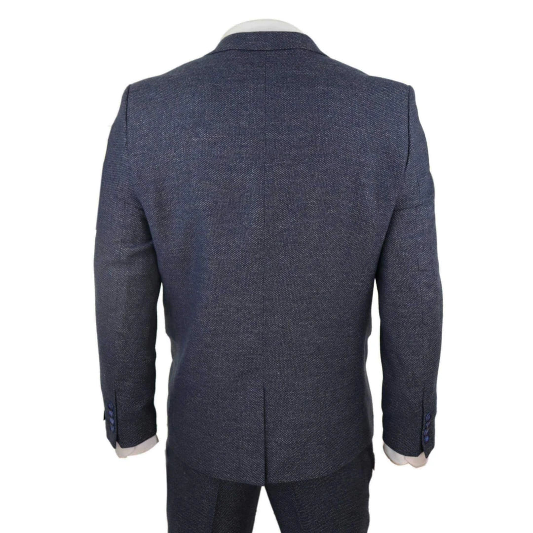 Mens 3 Piece Navy Suit with Double Breasted Waistcoat-TruClothing
