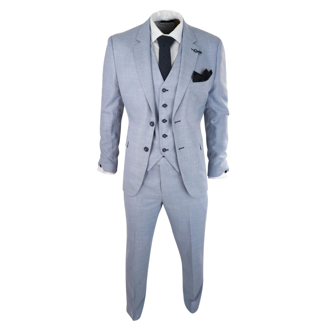 Cavani Miami Blue Slim Fit Three Piece Suit - Formal Tailor