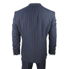 Mens 3 Piece Suit Pin Stripe Navy Classic Vintage Retro 1920s Tailored Fit Wedding-TruClothing