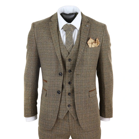 Ralph Men s 3 Piece Suit Tweed Check 1920s