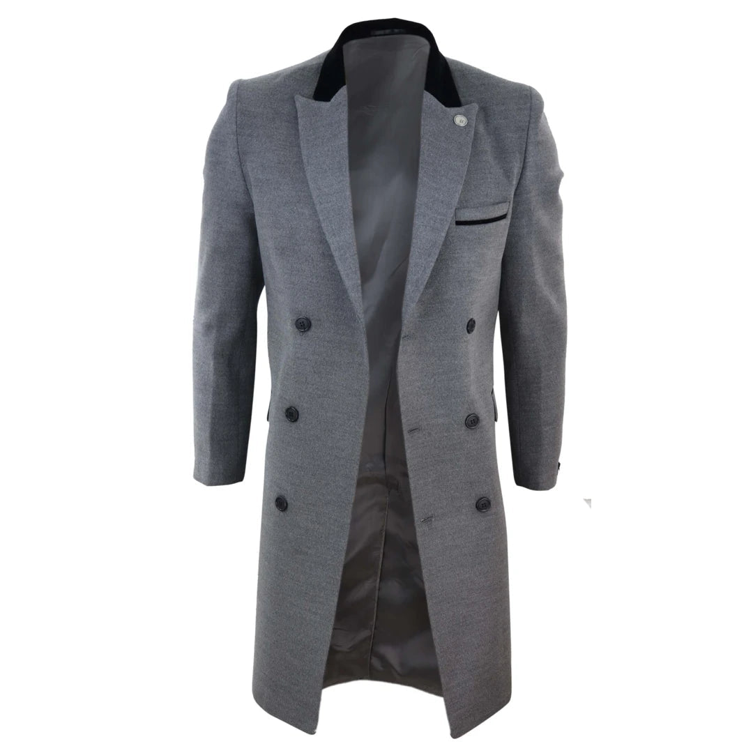 Men s 3 4 Long Double Breasted Overcoat Wool TruClothing