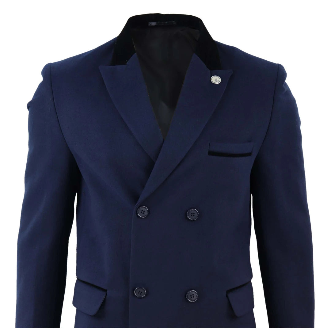 Men s 3 4 Long Double Breasted Overcoat Wool TruClothing