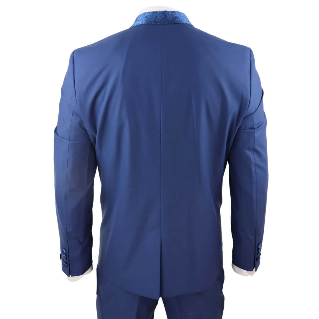 Mens 4 Piece Shawl Lapel Suit - Blue-TruClothing