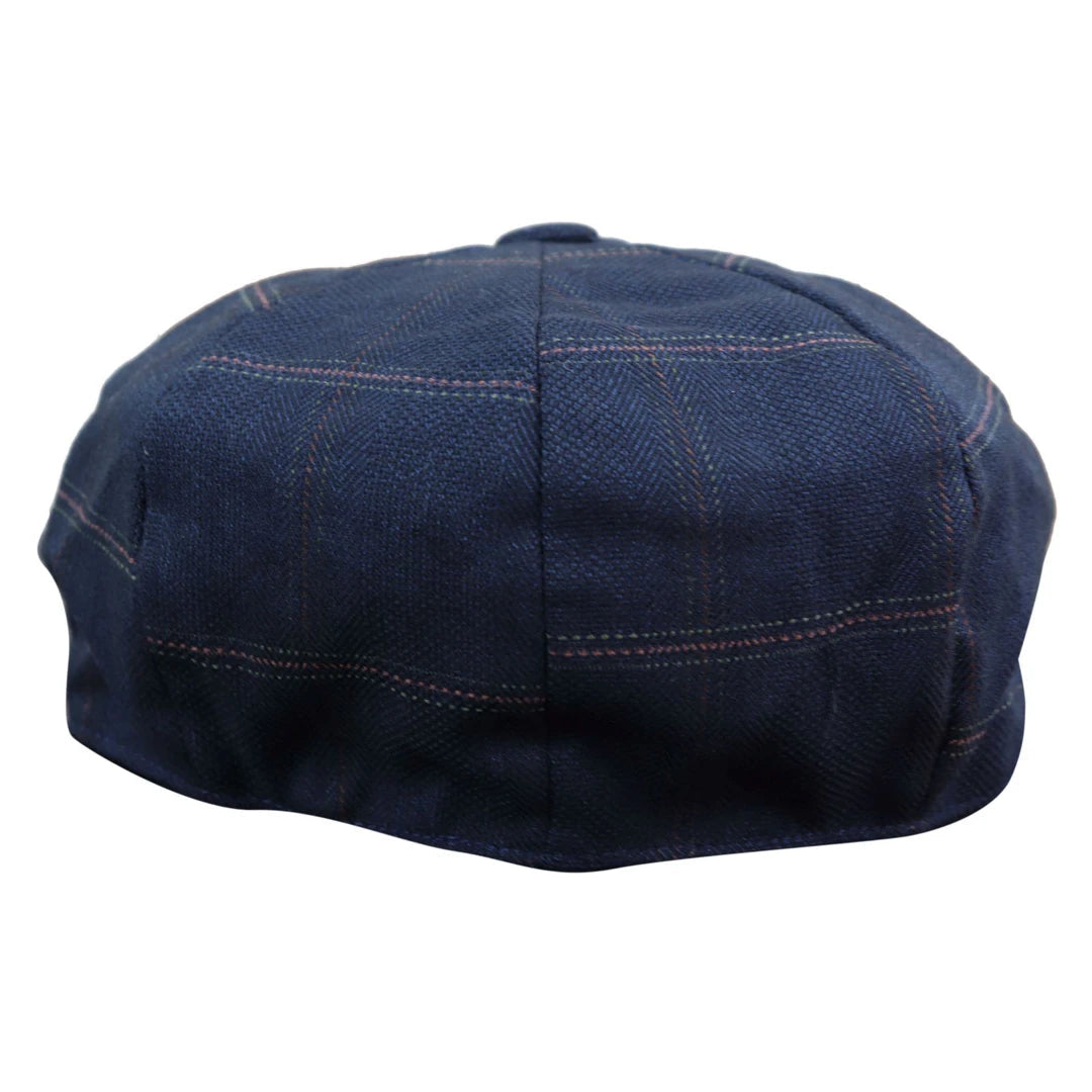 Mens 8 Panel Button Hat Flat Cap Newsboy Baker Boy Check Hat Tweed Peaky Blinders-TruClothing